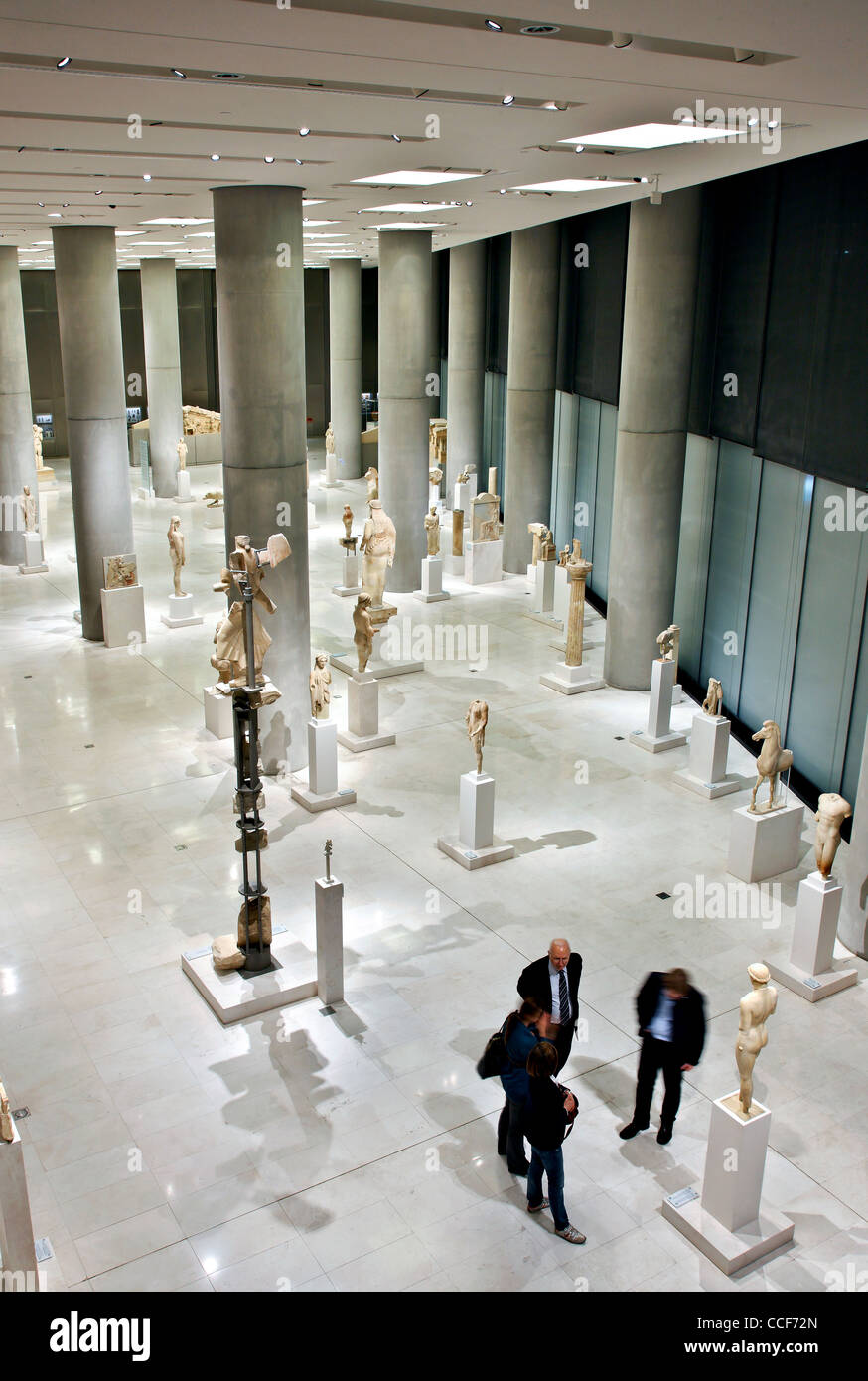 Inside view of the (new) Acropolis museum. Here you can see the Archaic gallery on the 1st floor (level 1). Athens, Greece Stock Photo