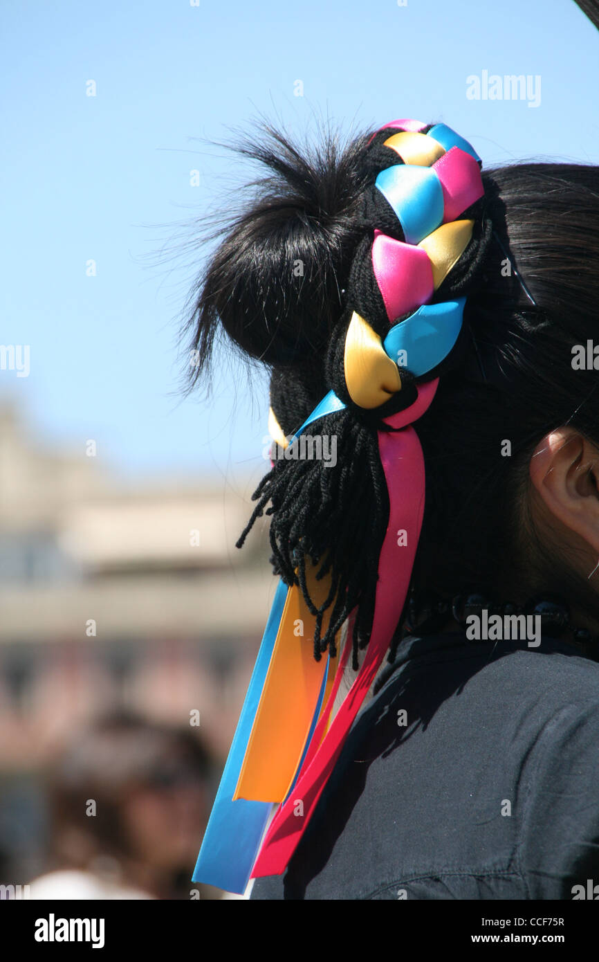 Latin Ribbon latin american woman with colourful ribbon in hair Stock Photo - Alamy