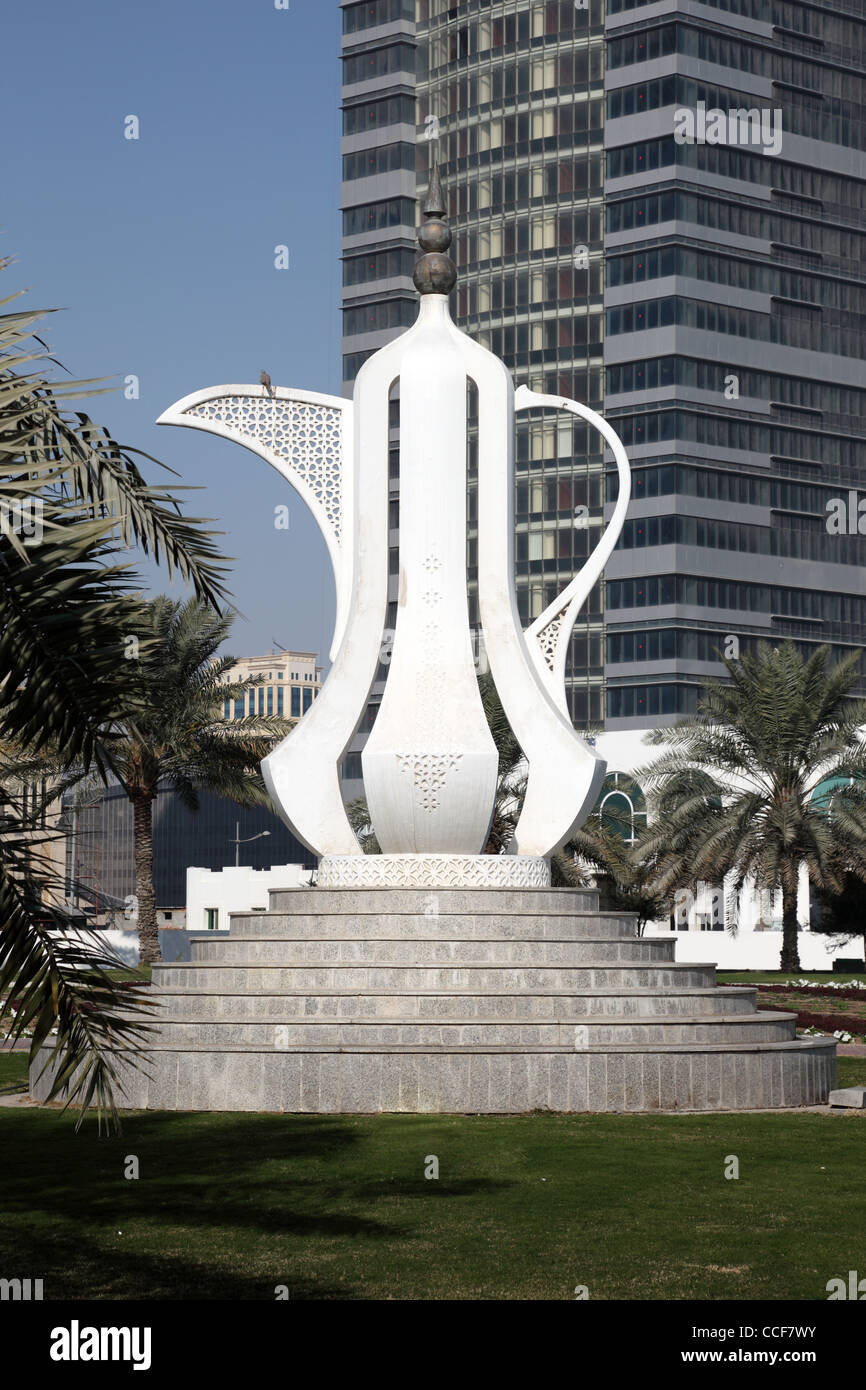 Arabic coffee pot monument in Doha, Qatar Stock Photo