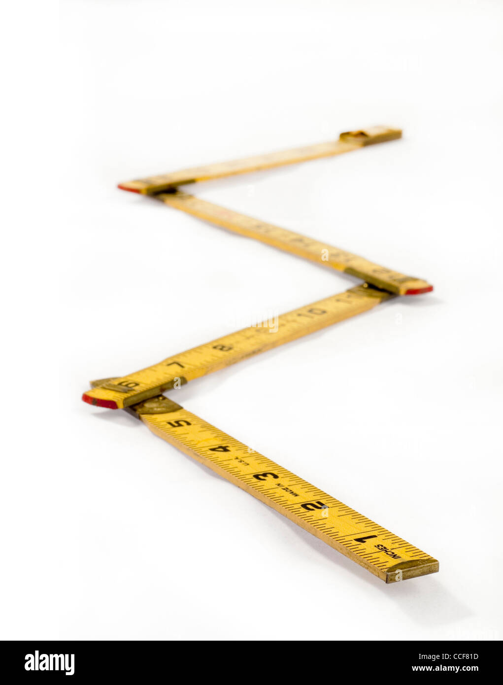 Ruler on a white background falling out of focus Stock Photo