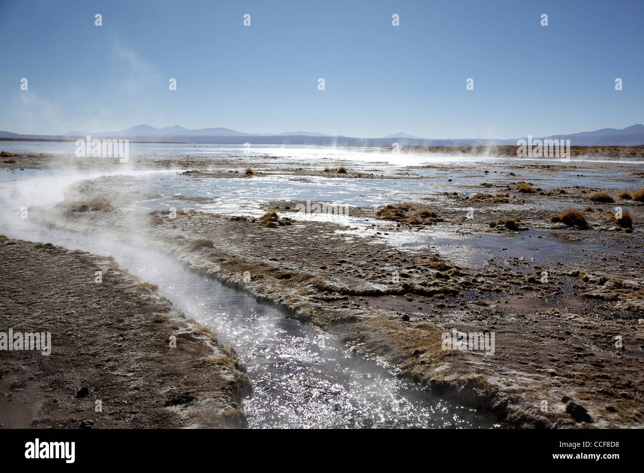 Aguas Calientes, or natural thermal hot springs, in Southwest Bolivia, near the Salar de Uyuni. Stock Photo