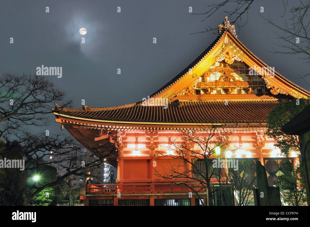 famous Asakusa Temple by night in Tokyo, Japan Stock Photo