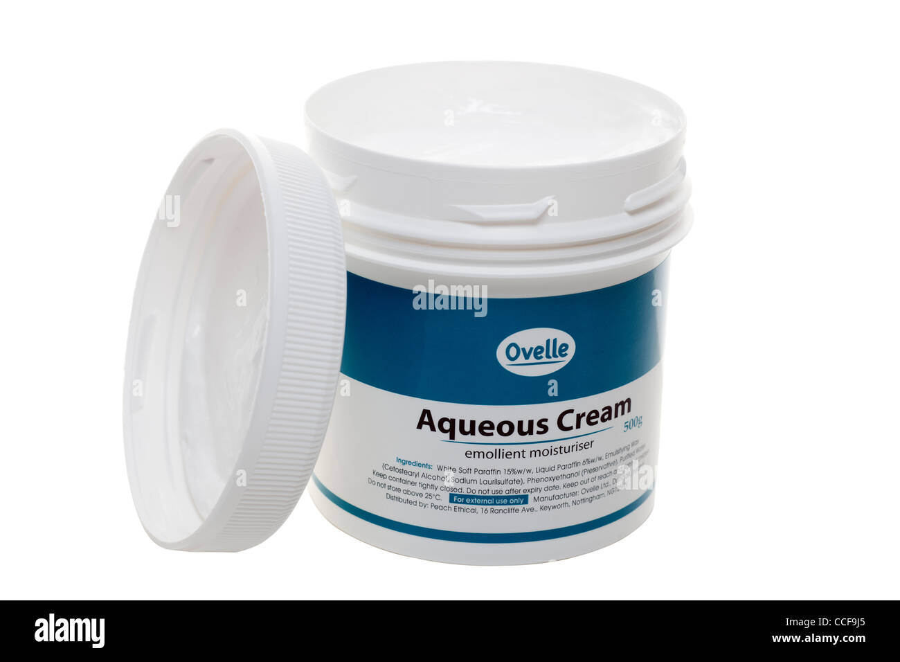 500 gram tub of Aqueous Cream Stock Photo