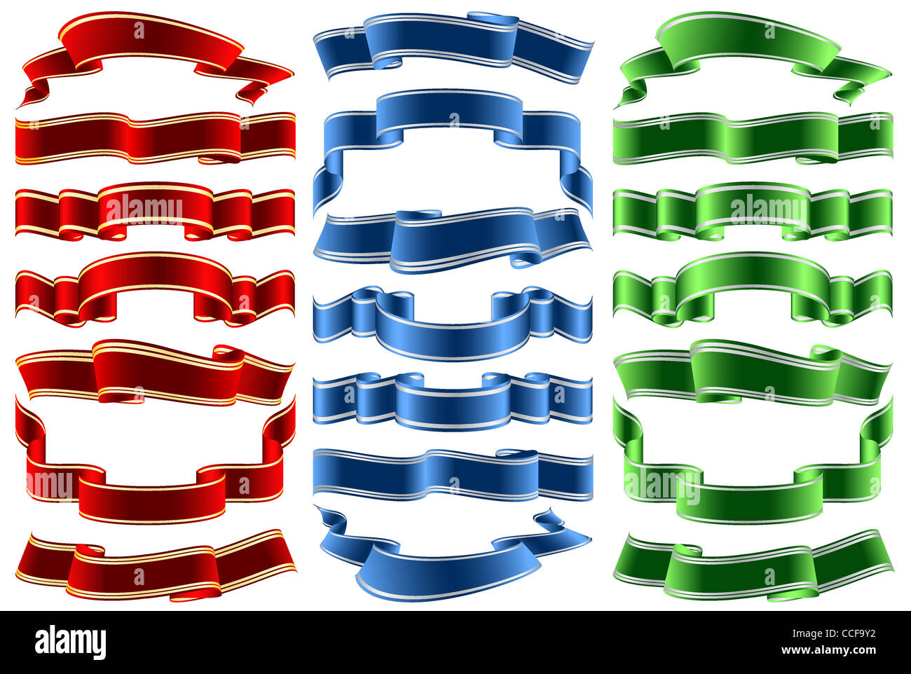 vector bright ribbons in three colors over white background Stock Photo ...
