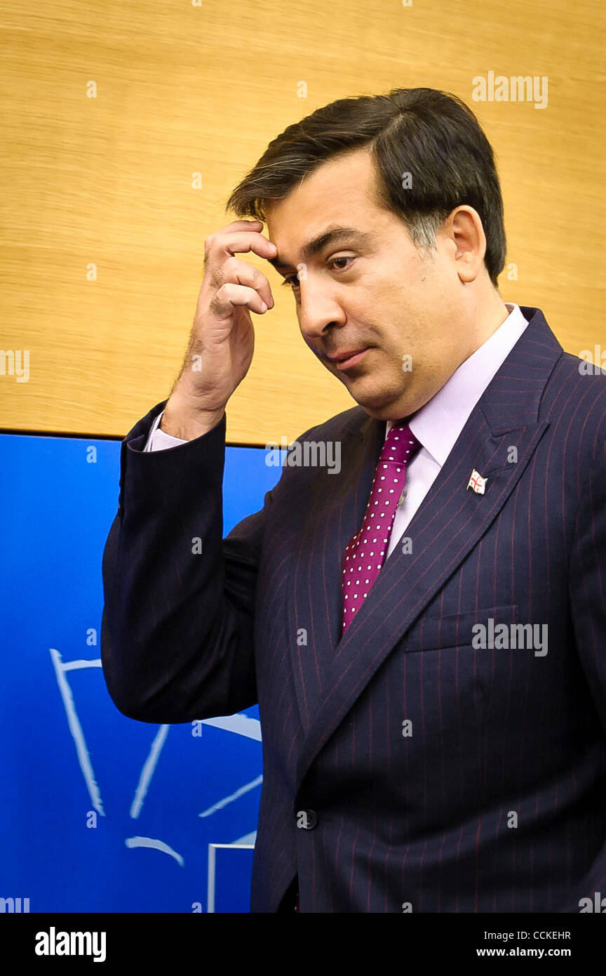 Nov. 23, 2010 - Strasbourg, Alsace, France - Georgian President Mikheil Saakashvili during press conference at  European Parliament  in  Strasbourg, France on 2010-11-23  by Wiktor Dabkowski  (Credit Image: © Wiktor Dabkowski/ZUMAPRESS.com) Stock Photo