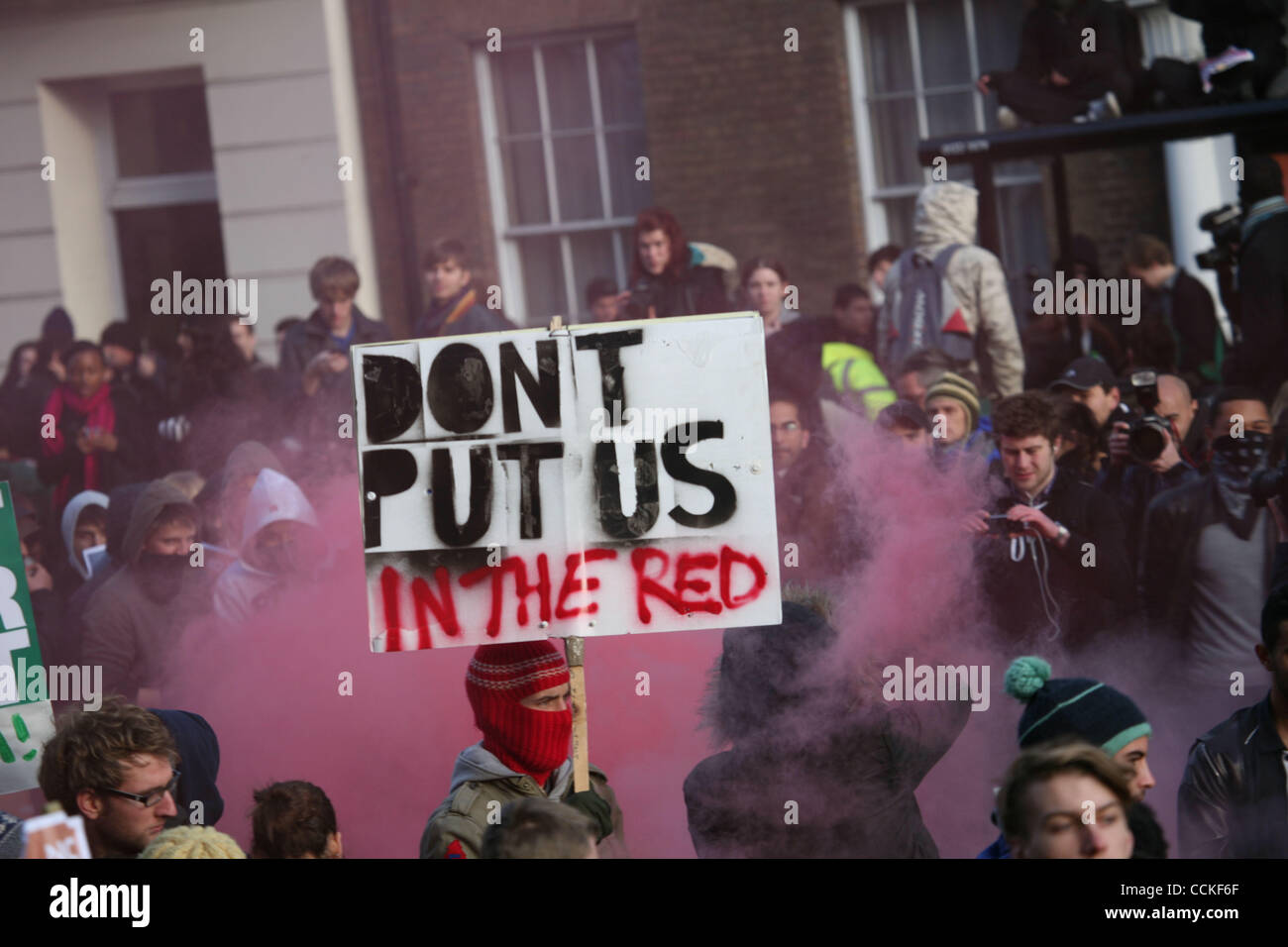 Nov 24, 2010 - London, England, United Kingdom - A student protest against tuition fees and EMA grant cuts again turned violent after police 'kettled' the protesters. Protests against planned increases in tuition fees and maintenance grant cuts. This is the second student day of action and a student Stock Photo