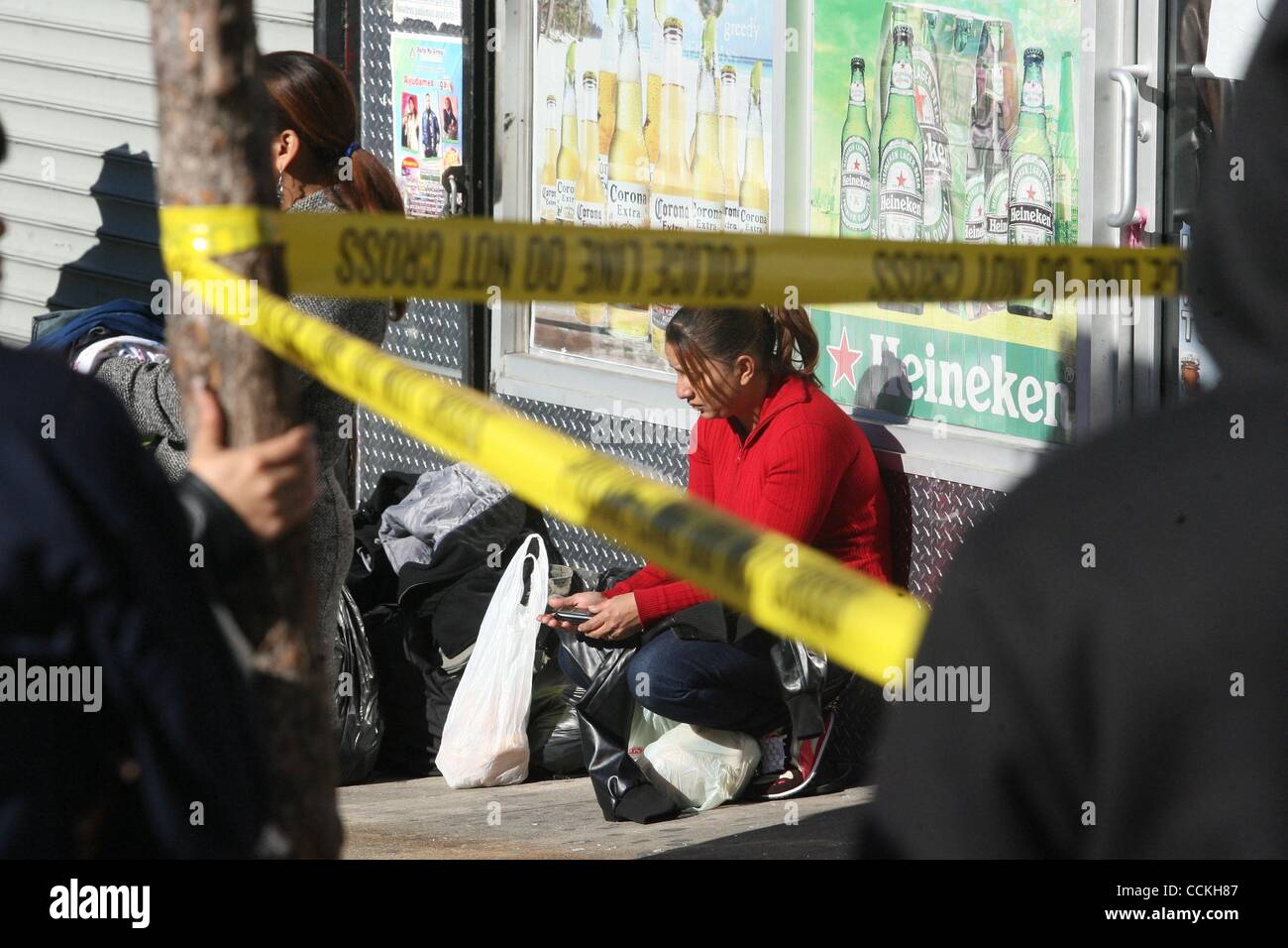 Nov 28, 2010 - Bronx, New York, U.S. - Fire victim in the Bronx building on  East 169th. St. where a man died and left homeless hundreds of people. (Credit Image: © Mariela Lombard/ZUMApress.com) Stock Photo