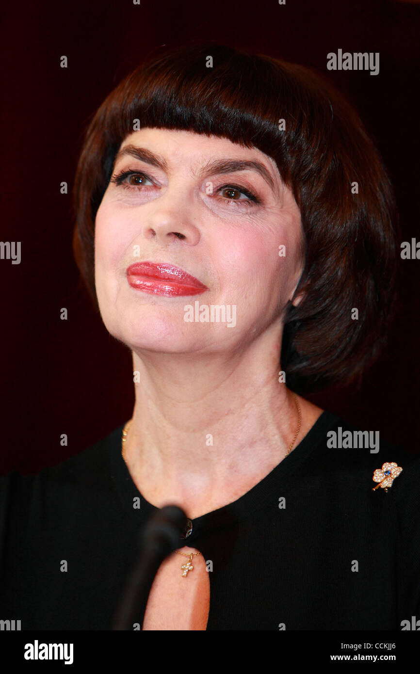 French singer Mireille Mathieu at the press conference at National Hotel of Moscow. Mireille Mathieu will give a concert in Moscow on 18 November, 2010. Stock Photo