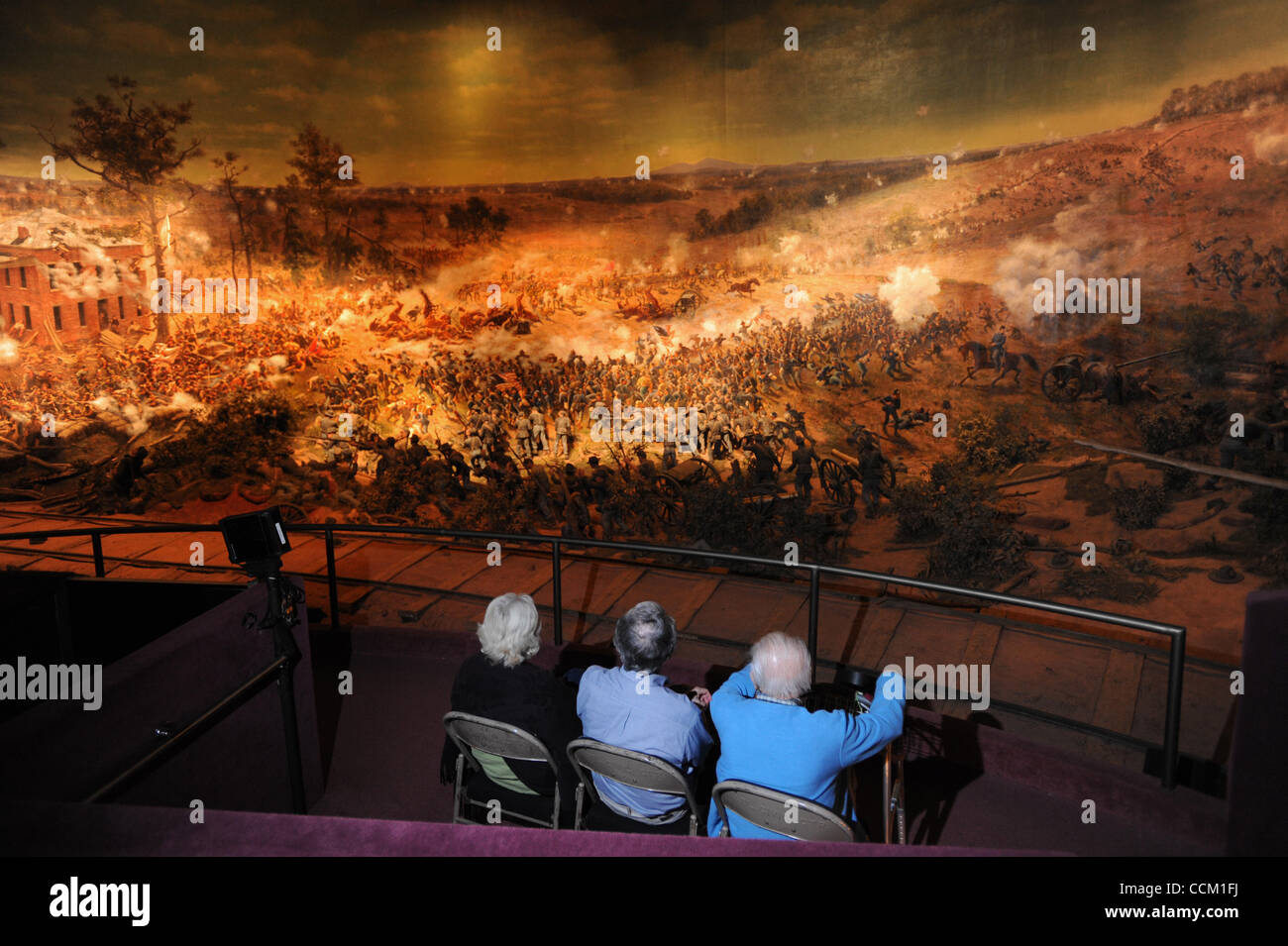 Nov. 13, 2010 - Atlanta, GA, U.S. - ATLANTA, GA - NOVEMBER 12: Visitors take in the panoramic painting and diorama depicting the Battle of Atlanta at the Cyclorama Civil War museum in Atlanta, Georgia on Friday, November 12, 2010. The sesquicentennial of the Civil War is in 2011. PHOTO CREDIT: ERIK  Stock Photo