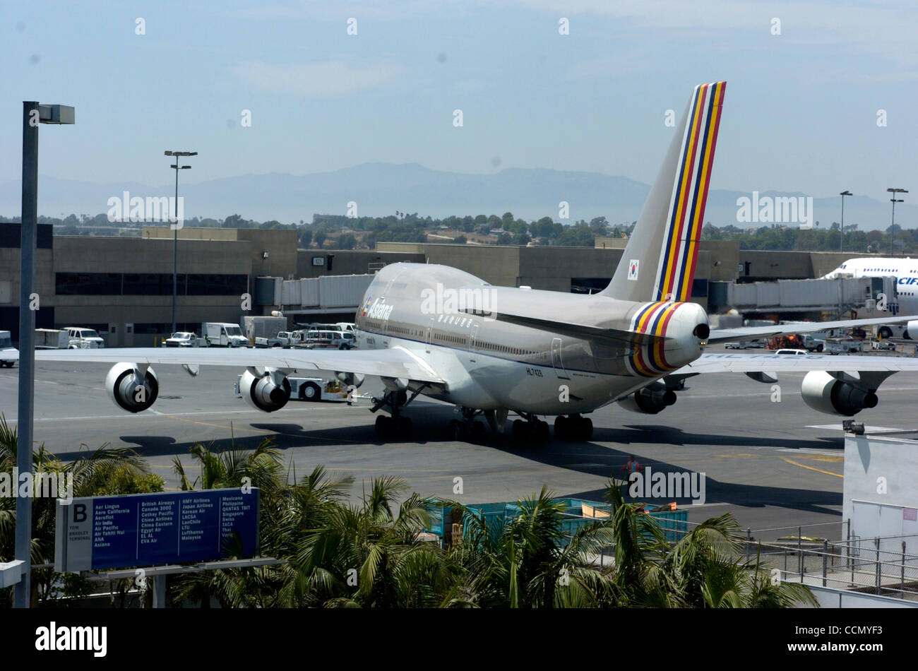 Jul 15, 2004; Los Angeles, CA, USA; The Transportation Security Administration (TSA) institutes a test of it's new Registered Traveller Pilot Program at LAX, which allows registered travellers to bypass the standard security checks, by using a retina scan and a database of travellers who are deemed  Stock Photo
