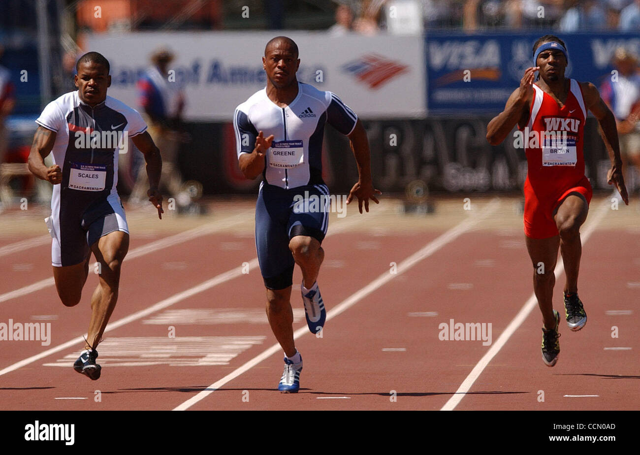 (LR) Marcelle Scales, Maurice Greene and Jonathon Brown compete in the