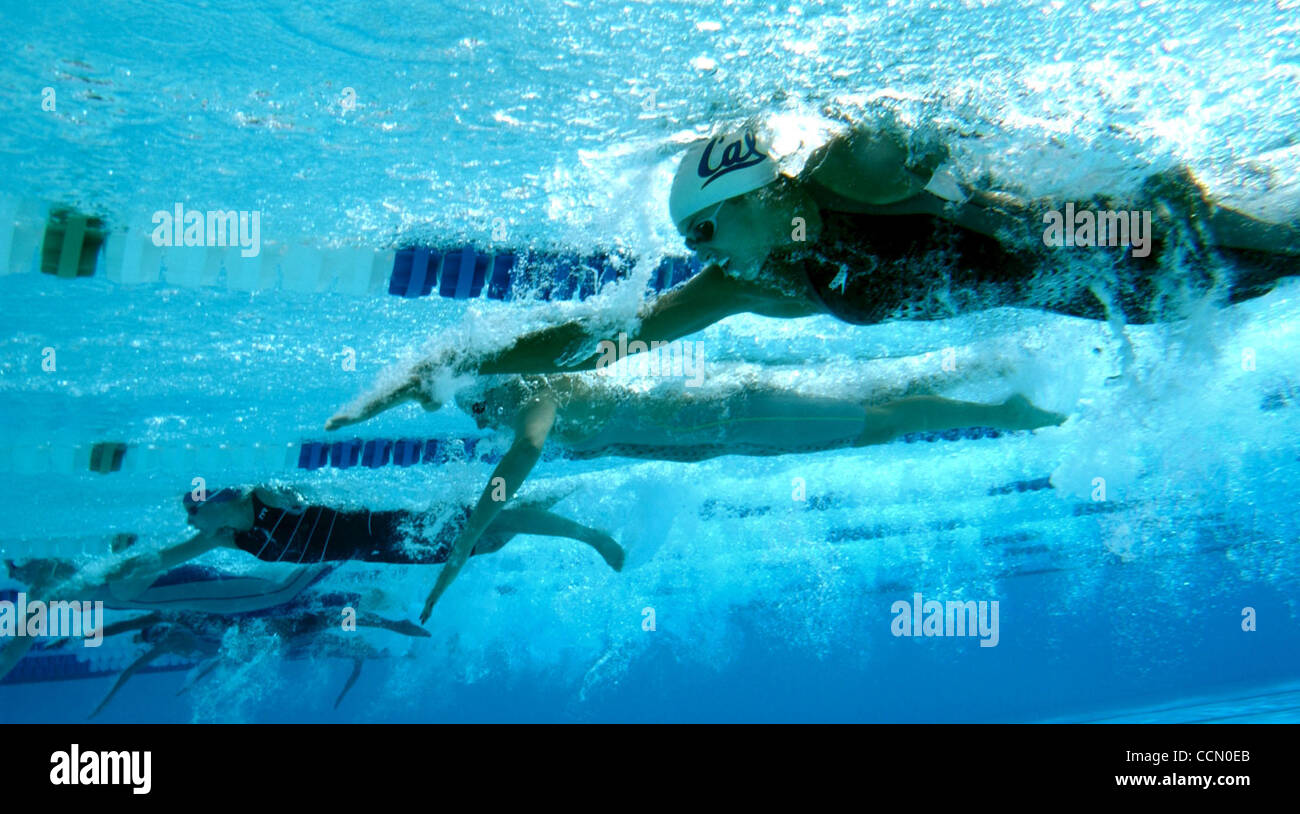 Keiko Price of Cal failed to advance to the semi-finals of the 50m freestyle at the U.S. Olympic Swim Trials Tuesday July 13, 2004 in Long Beach, Calif. Price, from Richmond,  was participating in her third Olympic trials.    (Contra Costa Times/Karl Mondon) Stock Photo