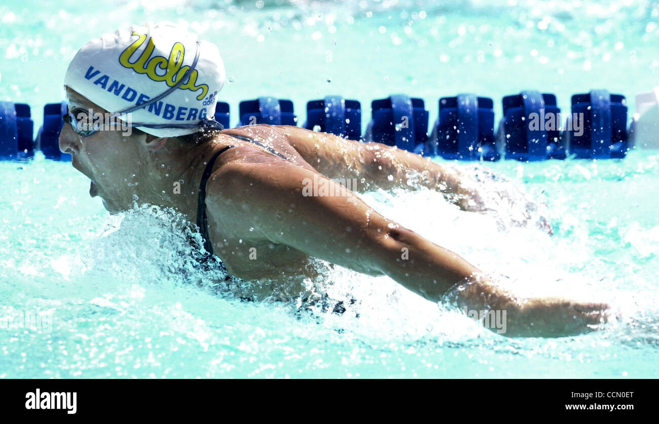 Kim Vandenberg advanced to the semi-finals in the 200m Butterfly with the 7th best time Saturday July 10, 2004 at the U.S. Olympic Team Swim Trials in Long Beach, Calif. (Contra Costa Times/Karl Mondon) Stock Photo