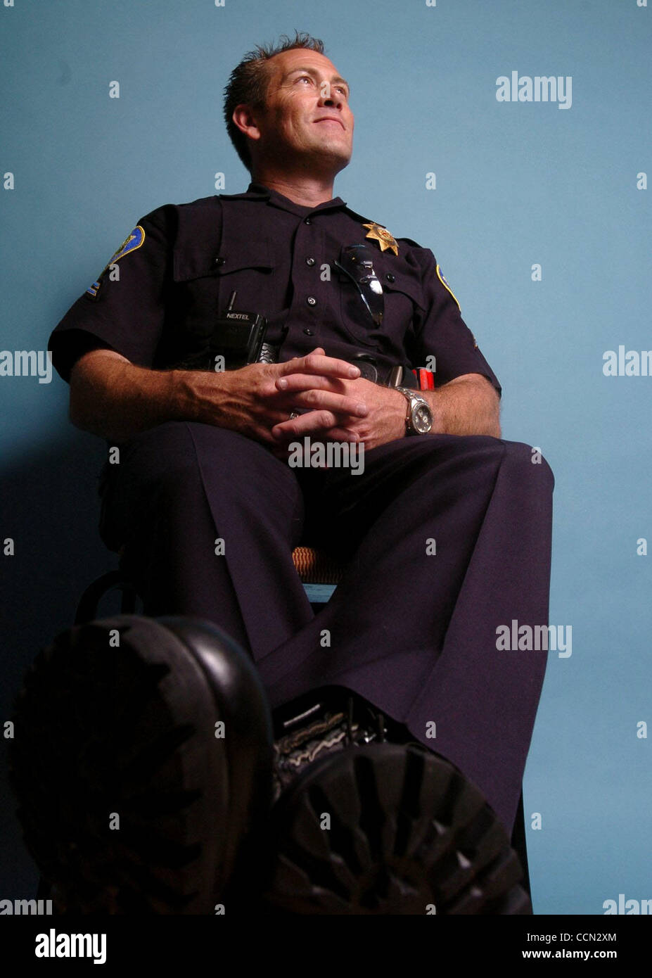 Ken Carlson, corporal in Concord Police Department, on Thursday July 22, 2004 in Concord, Calif. (Contra Costa Times/ Gregory Urquiaga) Stock Photo