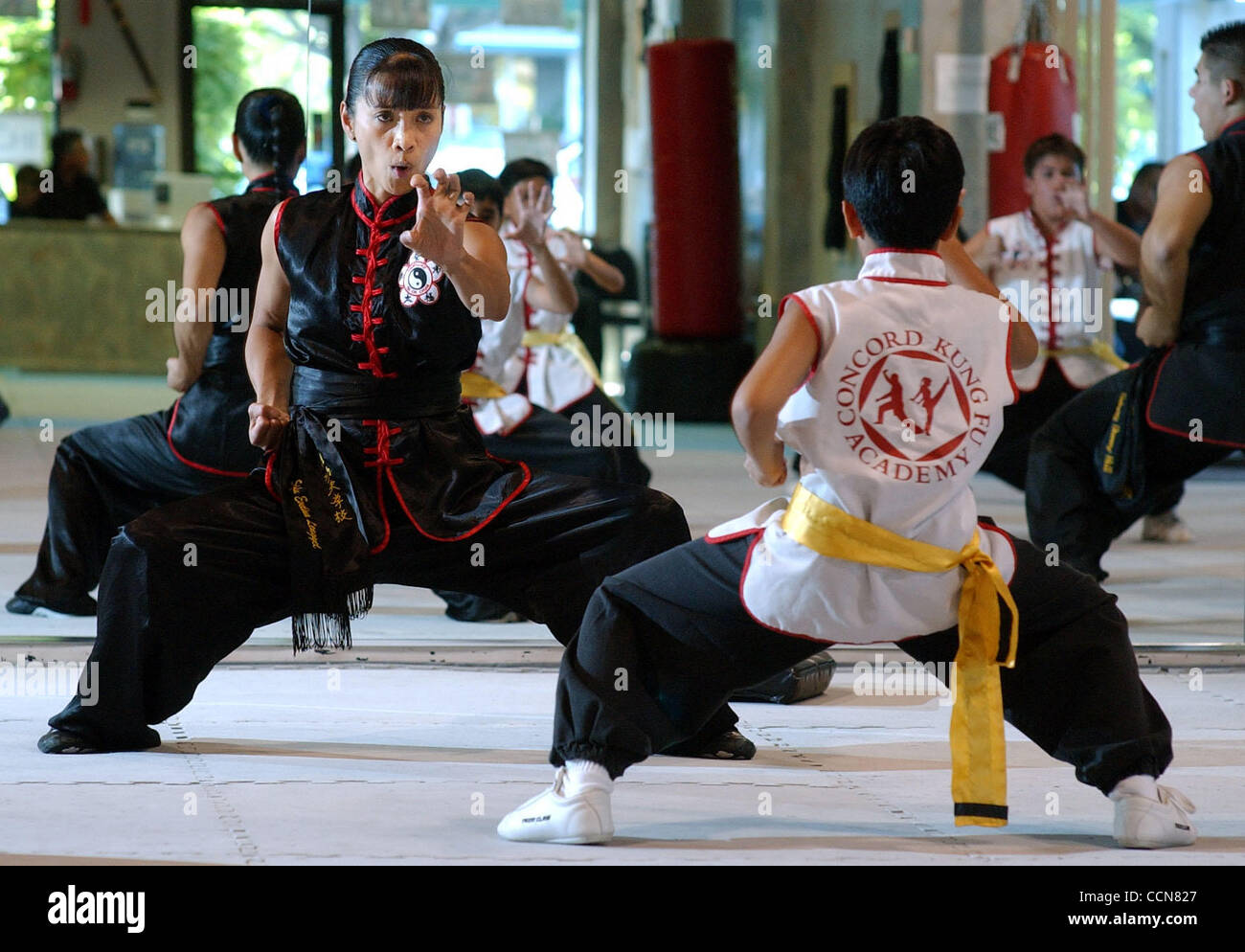 Kung Fu instructor, Evelina Lengyel, teaches a 7 and under class at the