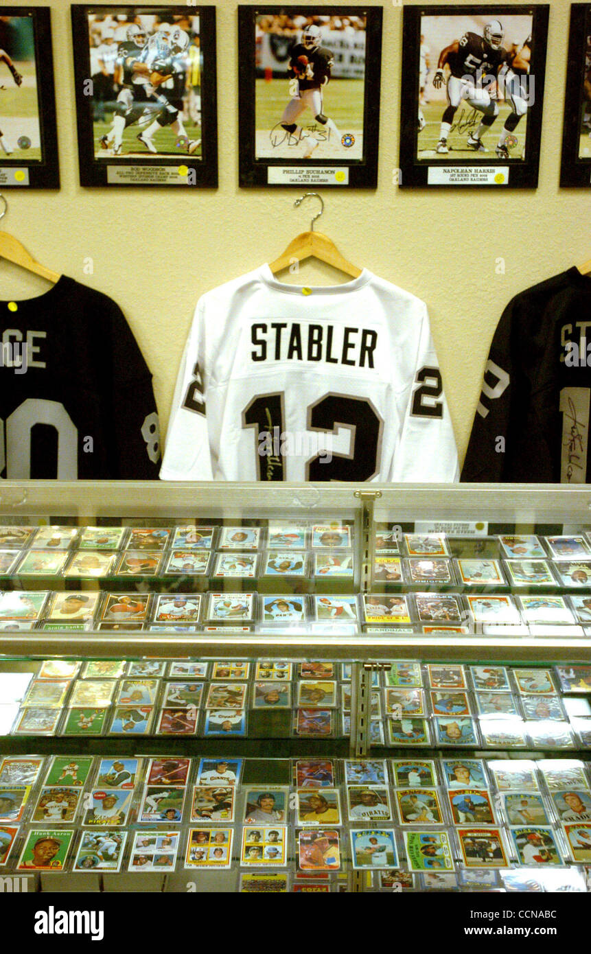 Sports cards, jerseys and photographs are opn display Tuesday, Sept. 7