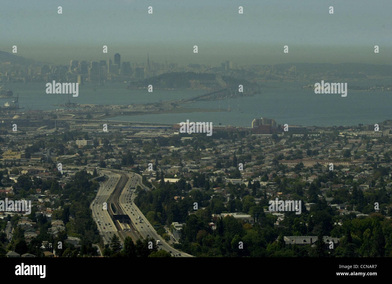 On a "Spare the Air" day a layer of smog hovers above the San Francisco