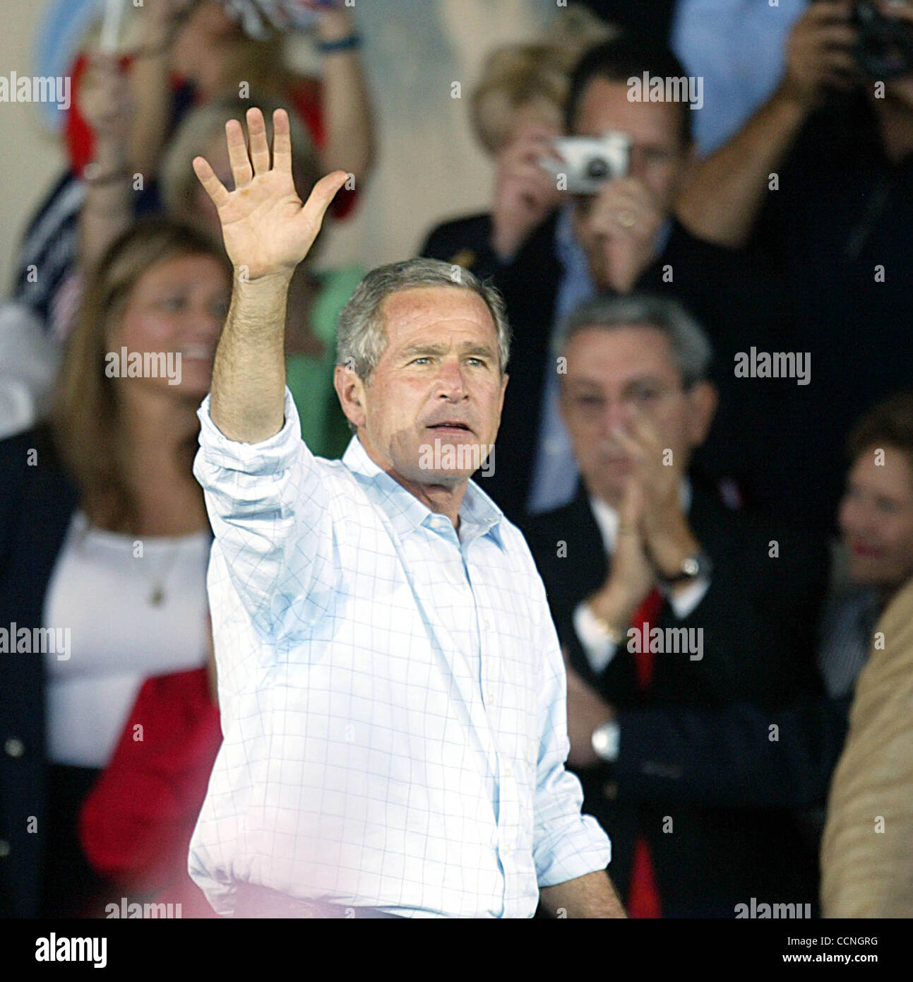 President George Bush Waves Crowd High Resolution Stock Photography and ...
