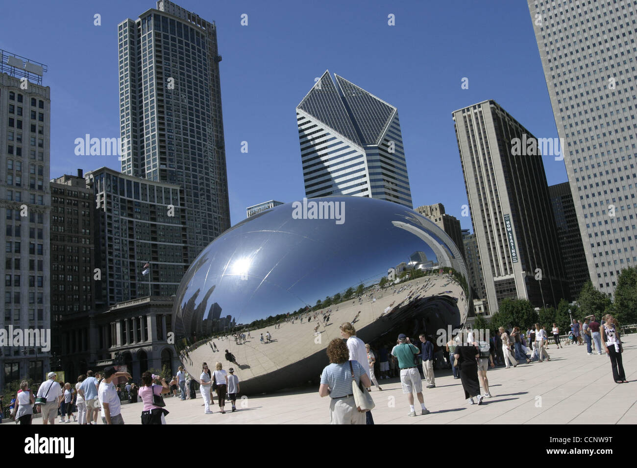 Aug 06, 2004; Chicago, IL, USA; Sculptor Anish Kapoor's 'Cloud Gate ...