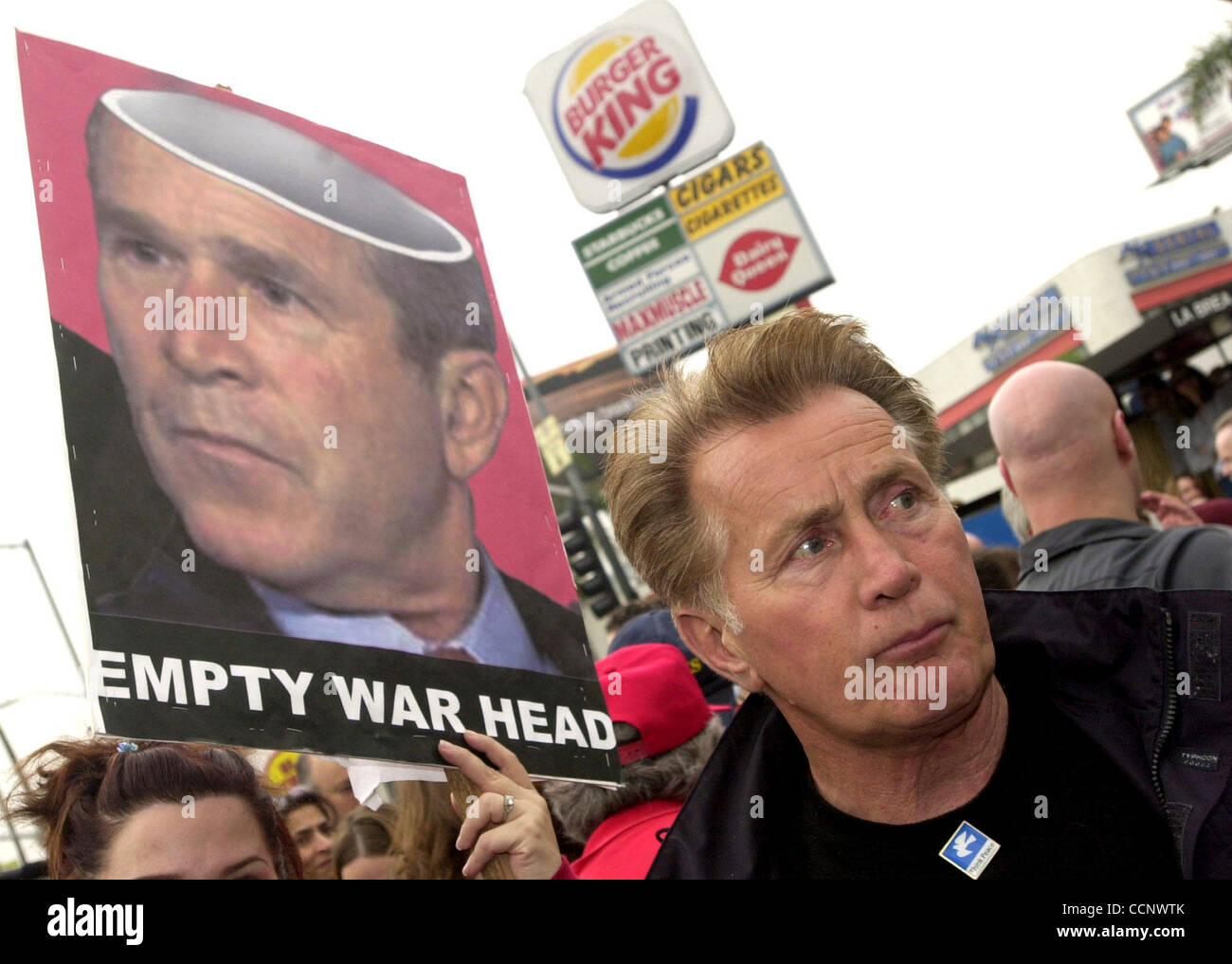 Feb 15, 2003; Hollywood, CA, USA; Television president Actor MARTIN SHEEN from NBC's West Wing participates in a war protest in Hollywood where he also spoke at the rally. Stock Photo