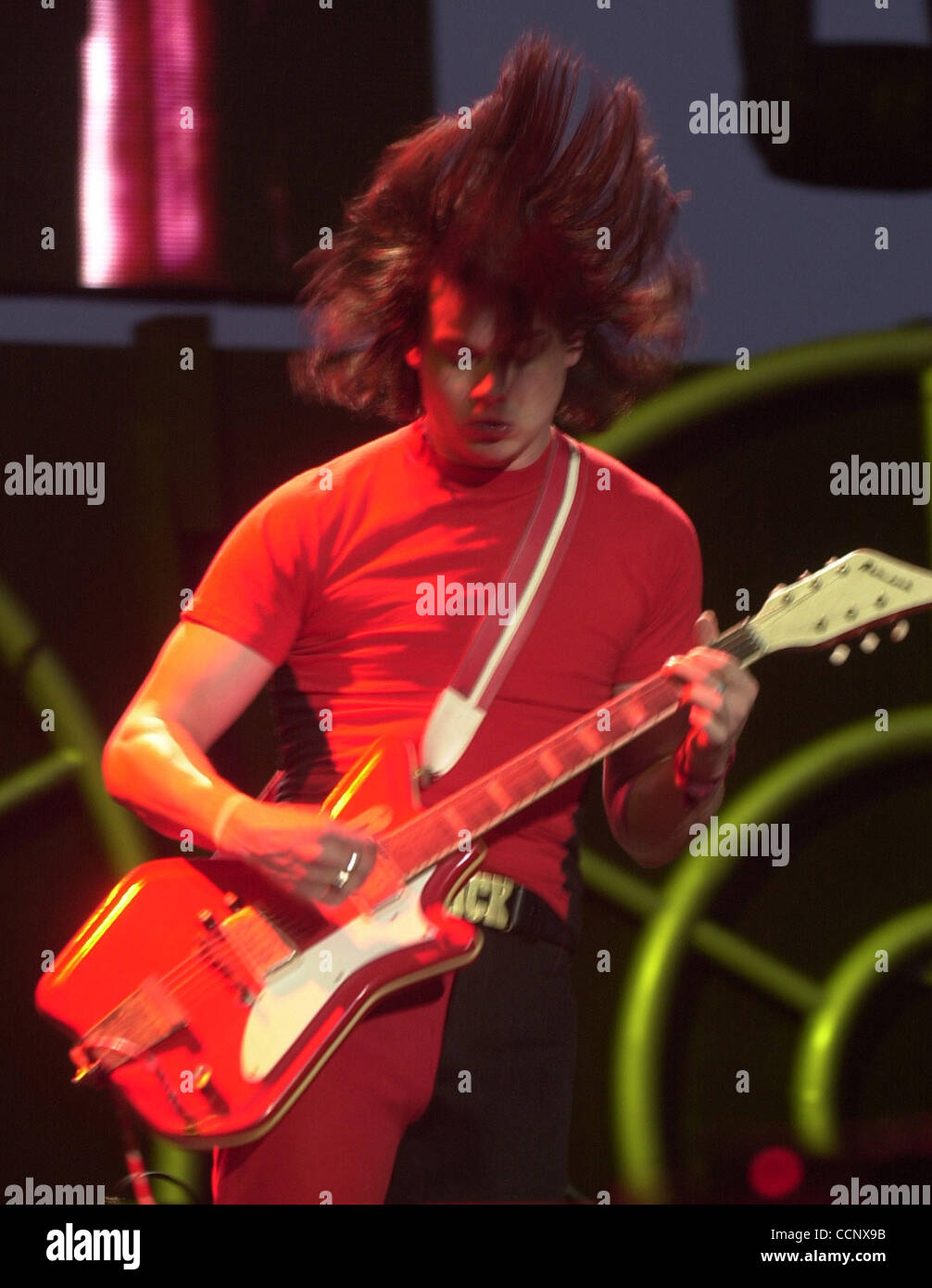 Jun 14, 2003; Irvine, CA, USA; Singer guitar player JACK WHITE of 'The White Stripes' at the KROQ Weenie Roast 2003 held at Verison Wireless Amphitheater. Stock Photo