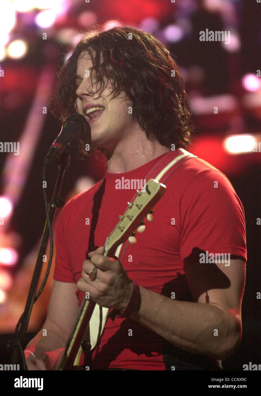 Jun 14, 2003; Irvine, CA, USA; Singer guitar player JACK WHITE of 'The White Stripes' at the KROQ Weenie Roast 2003 held at Verison Wireless Amphitheater. Stock Photo