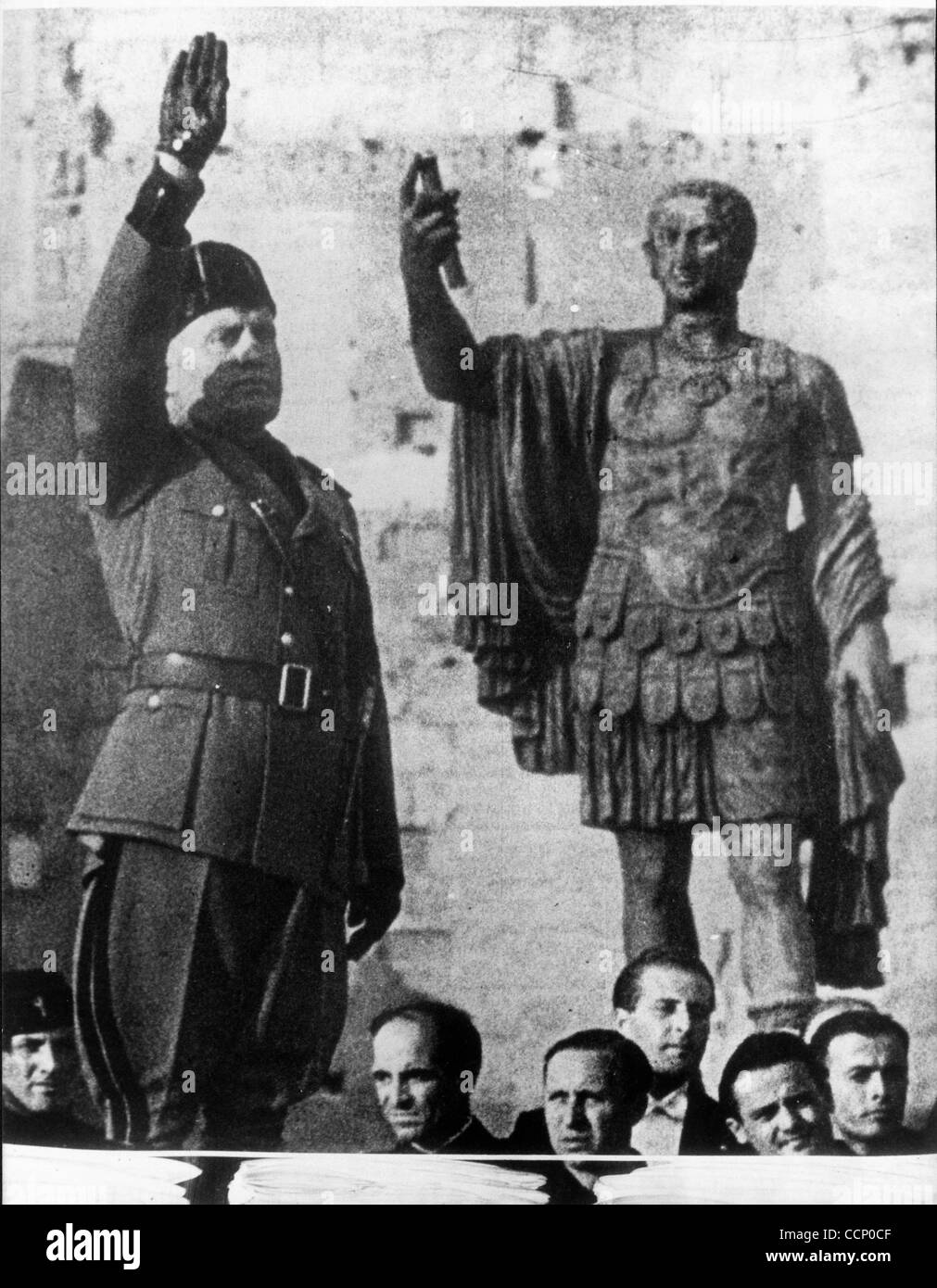 Dec. 16, 1940 - Rome, Italy - BENITO MUSSOLINI (1883-1945) the Italian dictator and leader of the Fascist movement. PICTURED: Mussolini acknowledging the crowd.  (Credit Image: © KEYSTONE Pictures USA/ZUMAPRESS.com) Stock Photo