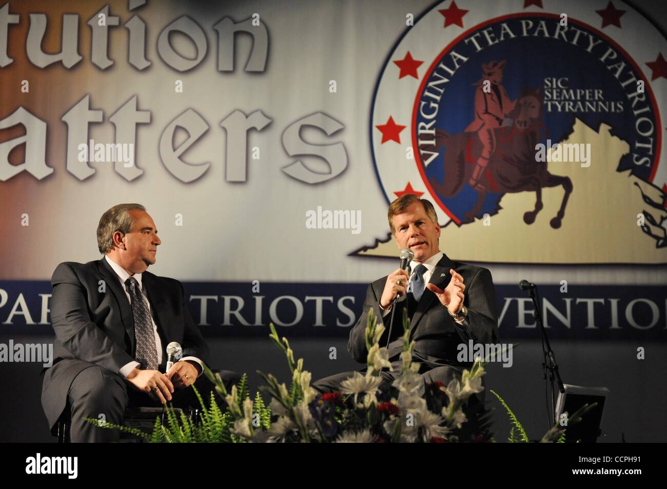 Oct 08, 2010 - Richmond, Virginia, U.S. - Virginia Governor BOB MCDONNELL, right, and  Lt. Governor BILL BOLLING participate in a question and answer discussion on state government reform at the Virginia Tea Party Convention held at the Richmond Convention Center. (Credit Image: © Tina Fultz/ZUMApre Stock Photo