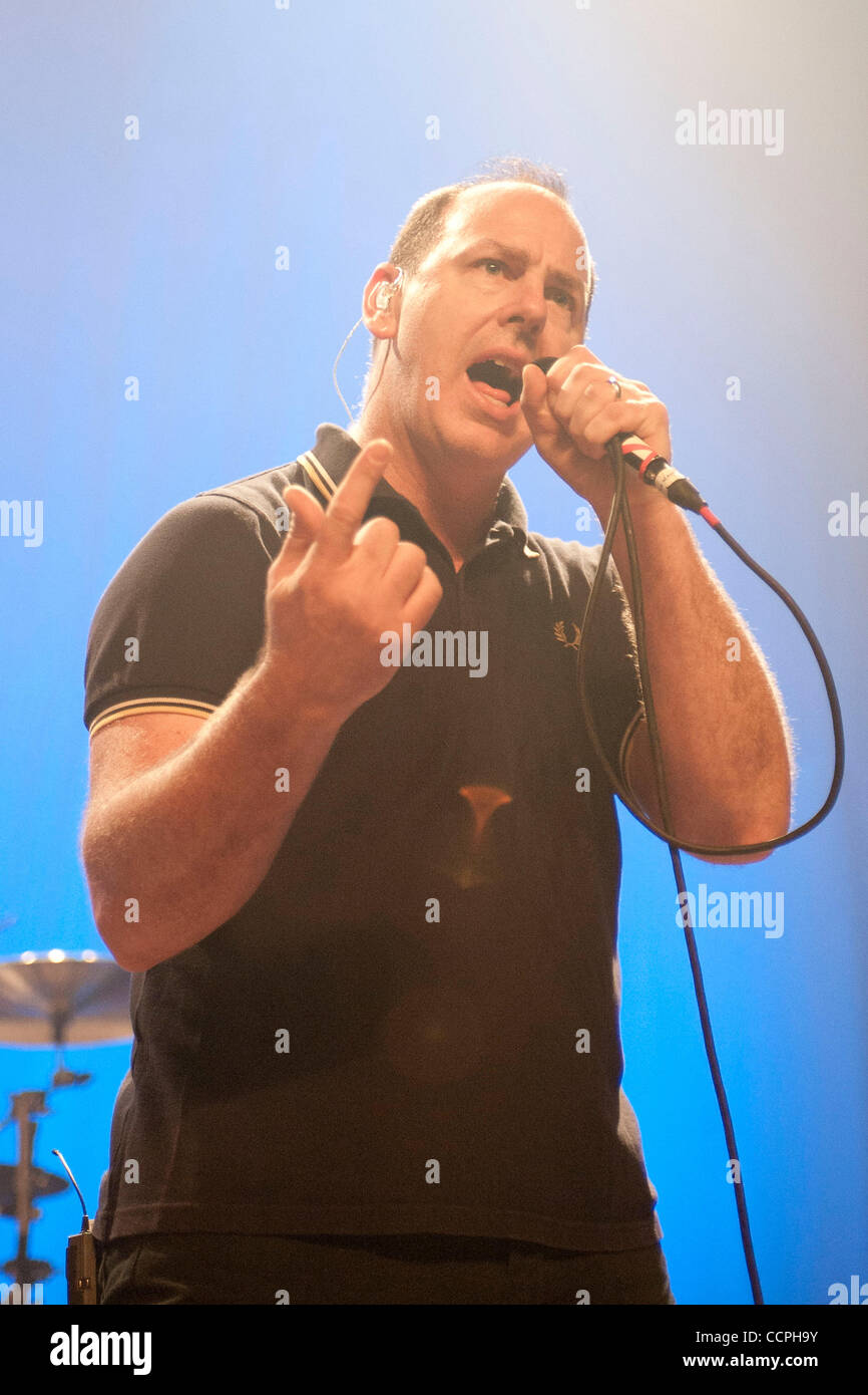 October 08, 2010 - Chicago, IL USA - Greg Graffin of the influential punk band Bad Religion headlines the first night at The Congress Theater for Riot Fest 2010. Stock Photo