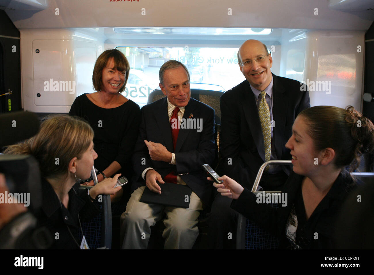Mayor Michael Bloomberg rides M15 Express through East Harlem with MTA