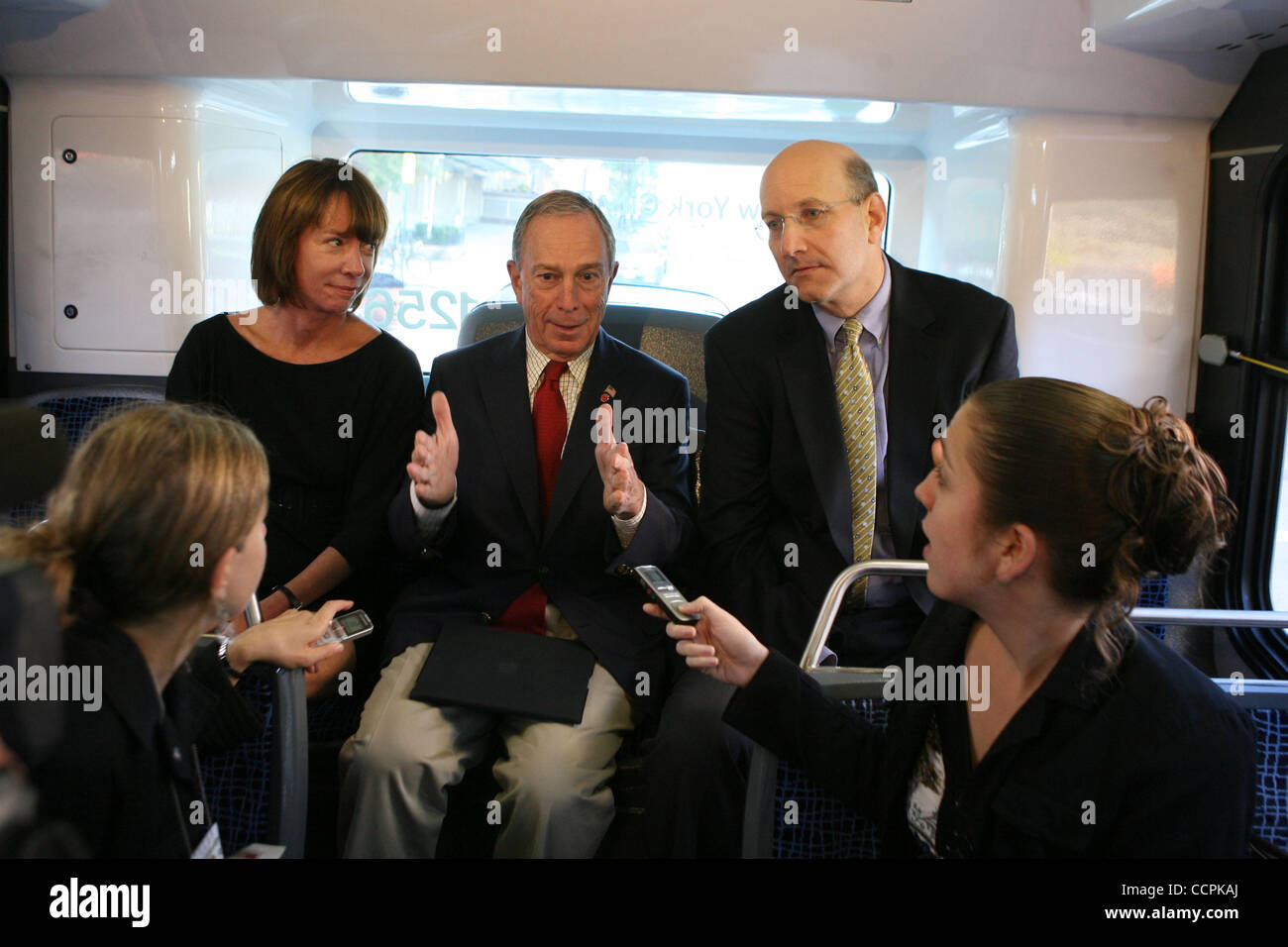 Mayor Michael Bloomberg rides M15 Express through East Harlem with MTA