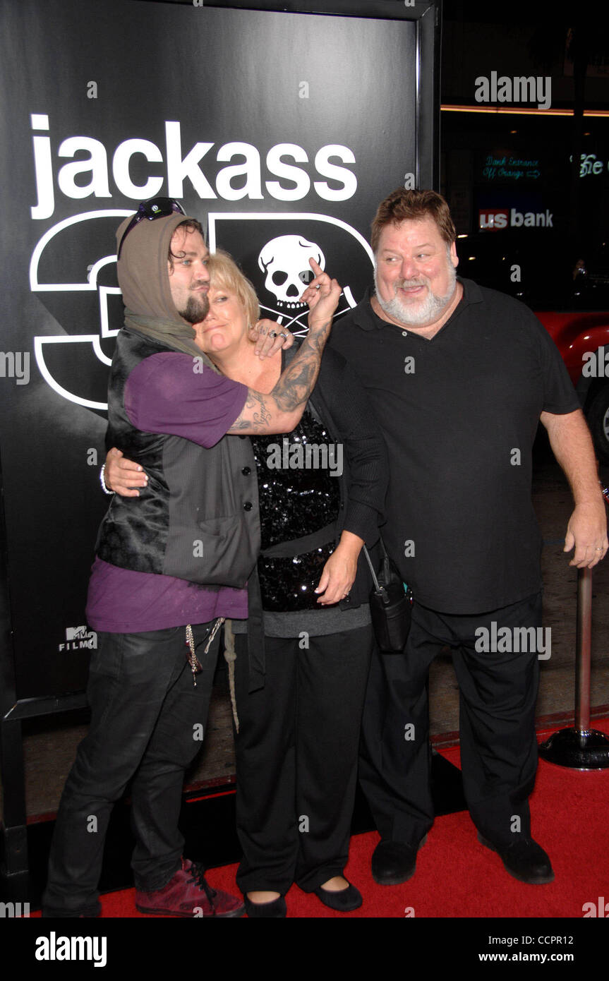 Oct. 13, 2010 - Hollywood, California, U.S. - Bam Margera, April Margera and Phil Margera during the premiere of the new movie from Paramount Picture and MTV Films JACKASS 3D held at Grauman's Chinese Theatre, on 10-13-2010 in Los Angeles, Ca.. K66890MGE.(Credit Image: Â© Michael Germana/Globe Photo Stock Photo
