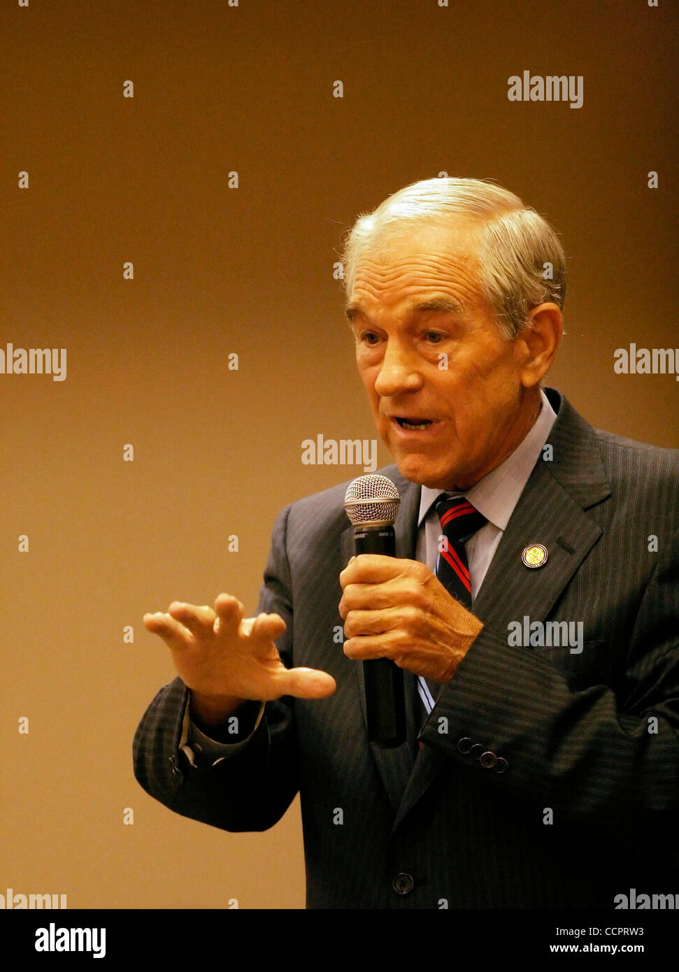 Oct 02, 2010 - Erlanger, Kentucky, U.S. - Texas Congressman RON PAUL speaks at a Tea Party rally for his Republican son's Kentucky Senate campaign at the Holiday Inn Cincinnati-Airport hotel. Paul is generally considered to be the patriarch of the Tea Party movement. (Credit Image: © Billy Suratt/Ap Stock Photo