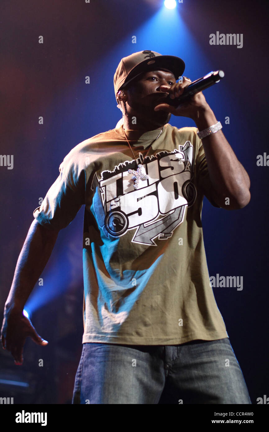 American rapper 50 Cent ( Curtis James Jackson )performing live in Moscow,Russia. Stock Photo