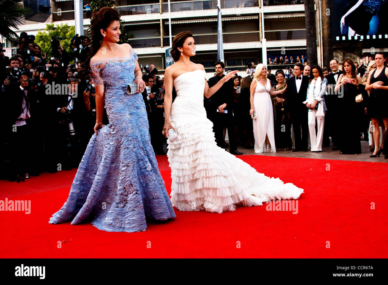 The opening ceremony of the Cannes Film Festival, May 12, 2010.Pictured: Indian model Aishwarya Rai and US model and actress Eva Longoria (R) Stock Photo