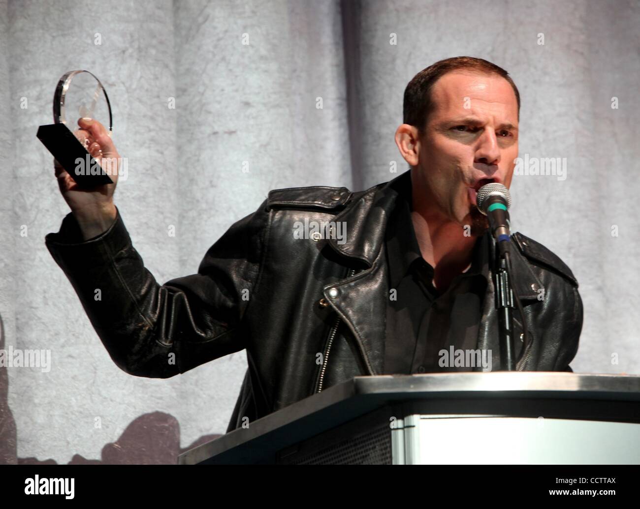Mar 06, 2010 - Anaheim, California, USA - ERIC BLAIR of The Blairing Out Show accepts the Best Punk award for the band 'The Adolescents' during the 2010 Orange County Music Awards at The Grove of Anaheim. (Credit Image: Â© Mark Samala/ZUMA Press) Stock Photo