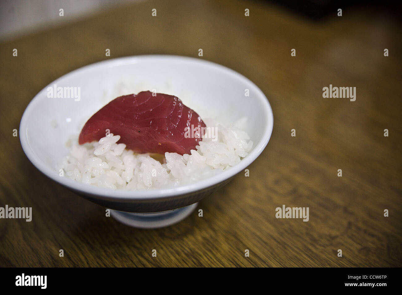 March. 28, 2010 Kawazu, Izu Honto, Japan. A bluefin tuna sashimi in a