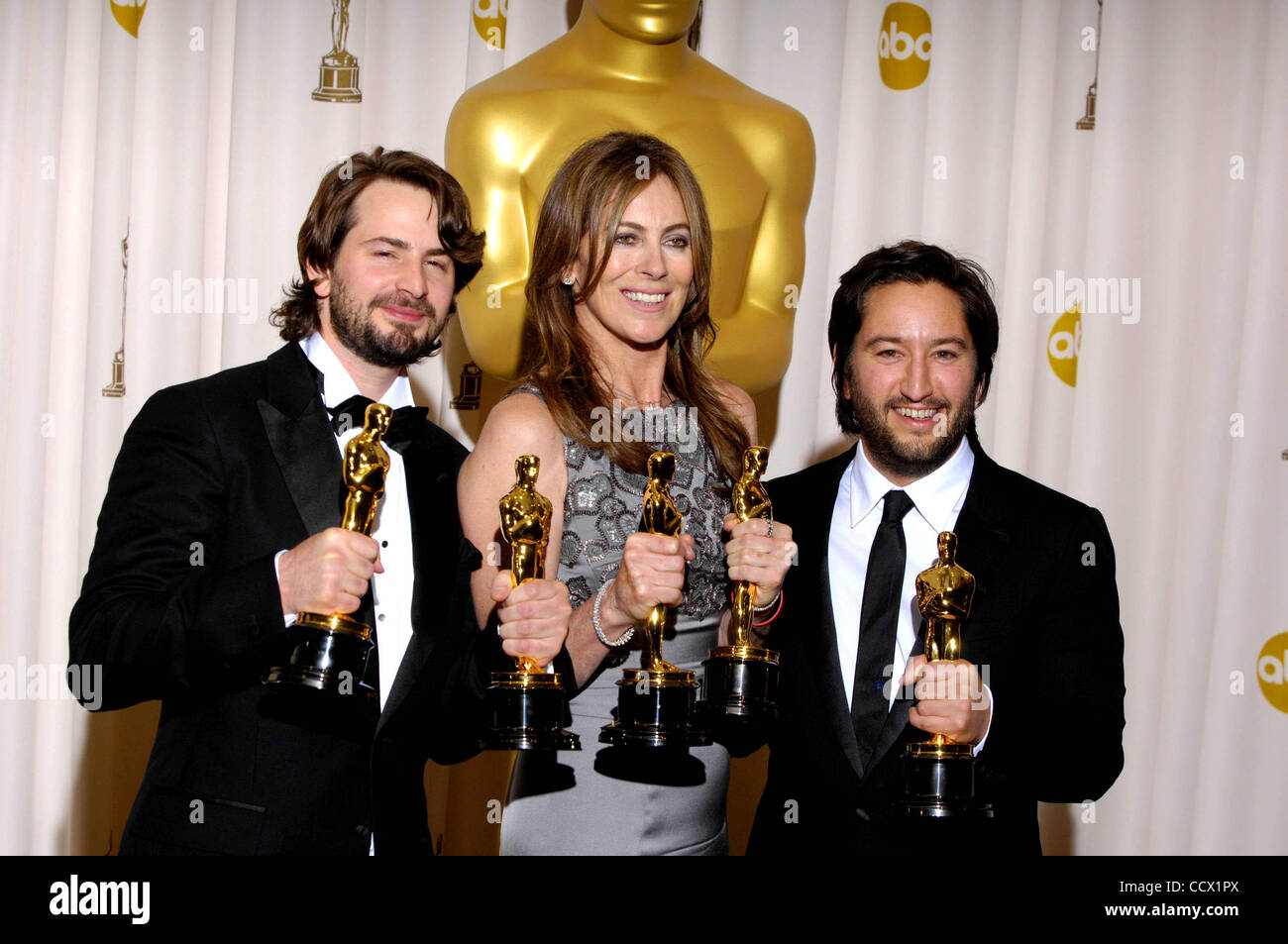 Mar. 07, 2010 - Hollywood, California, United States - Mark Boal, Kathryn Bigelow and Greg Shapiro during the 82nd Academy Awards, held at the Kodak Theatre, on March 7, 2010, in Los Angeles.. 2010.K64866MGE(Credit Image: Â© Michael Germana/Globe Photos/ZUMApress.com) Stock Photo