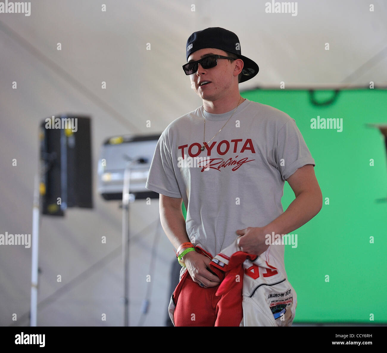 LONG BEACH, CALIF. -- Jesse McCartney during the media day for the Toyota Grand Prix of Long Beach (Calif.) on April 6, 2010. McCartney is racing in the Toyota Pro/Celebrity race on Saturday, April 17.  Photo by Jeff Gritchen / Long Beach Press-Telegram Stock Photo