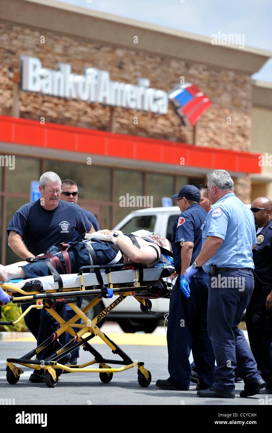 May 10, 2010 Norco, California, U.S. A man is transported to a