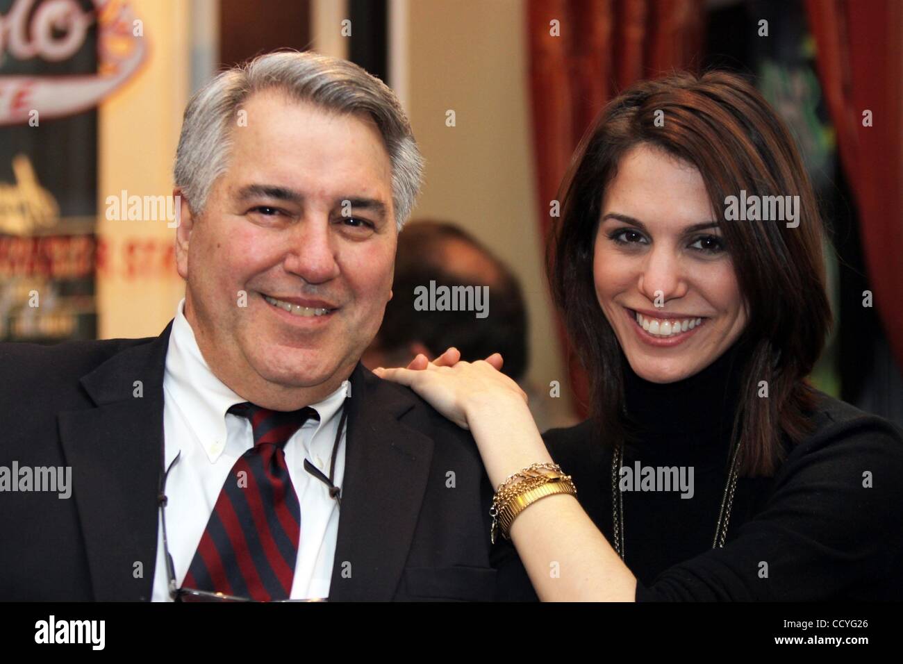 Mar 19, 2010 - New Haven, Connecticut, USA - Actress and singer CHRISTY CARLSON ROMANO with her father ANTHONY ROMANO celebrated the night before her 26th birthday at Anastasio's Restaurant on Wooster Street. Romano was there with family for dinner and to support family friend and entertainer Nick A Stock Photo