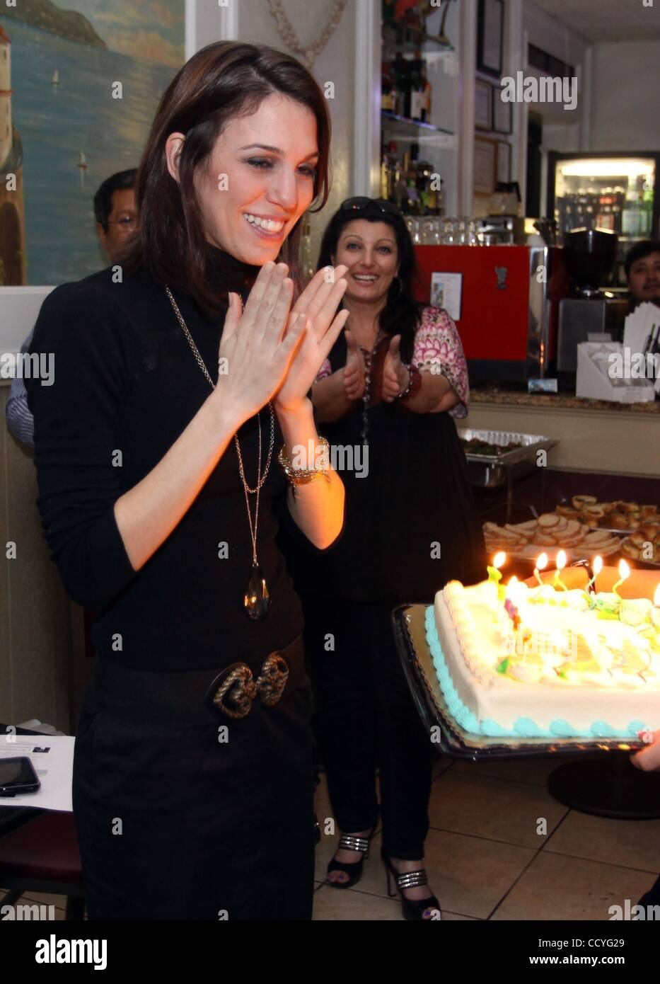 Mar 19, 2010 - New Haven, Connecticut, USA - Actress and singer CHRISTY CARLSON ROMANO celebrated the night before her 26th birthday at Anastasio's Restaurant on Wooster Street. Romano was there with family for dinner and to support family friend and entertainer Nick Apollo Forte who has a new song  Stock Photo