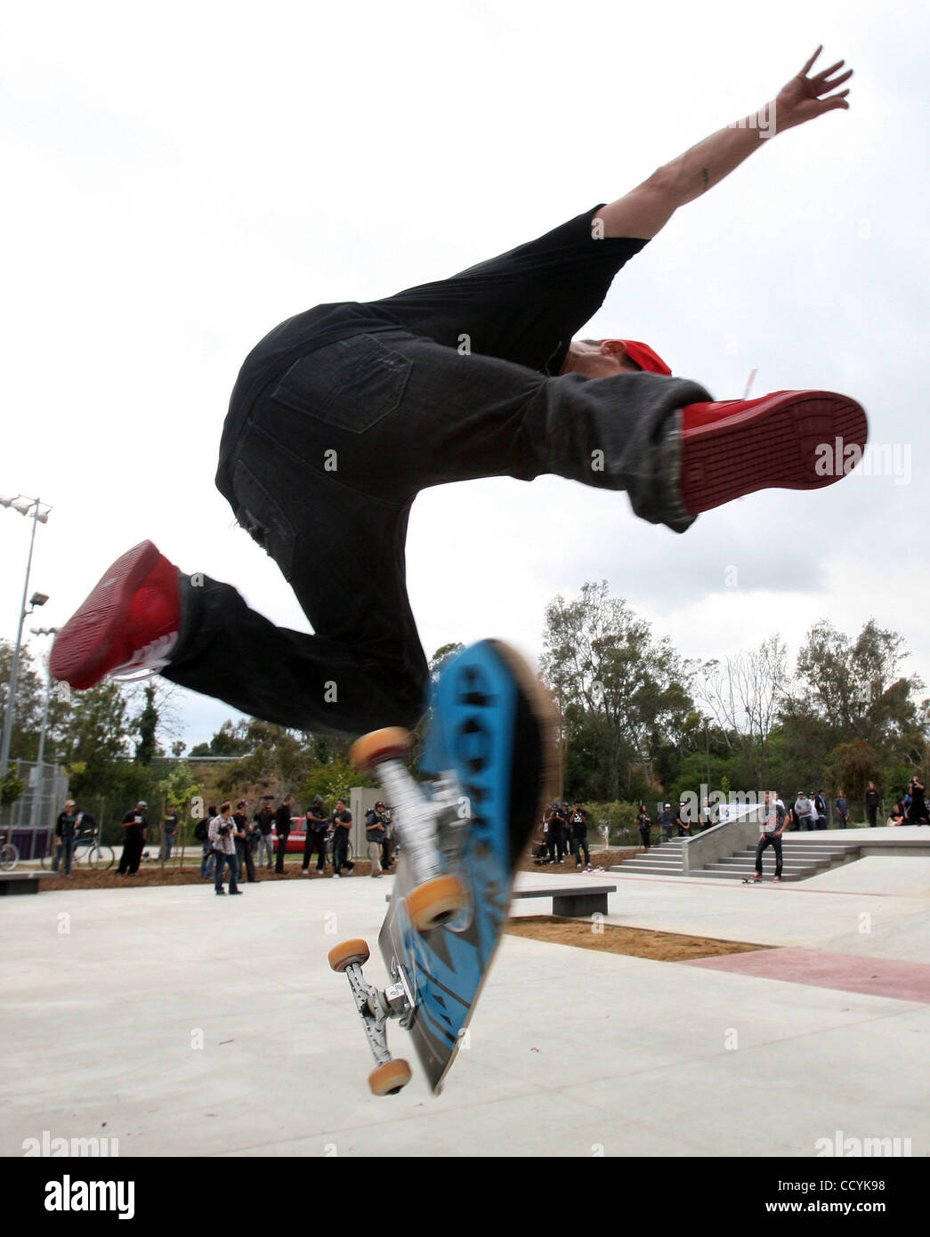 Skateboarder Rob Dyrdek is skating at the grand opening of a skate park in  North Hollywood. (Photo by Ringo Chiu / Zuma Press Stock Photo - Alamy