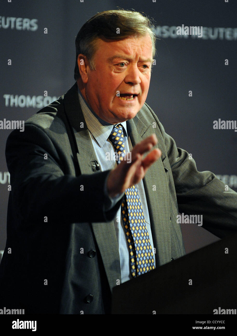 Mar. 2, 2010 - London, UK -  Ken Clarke Shadow Secretary of State for Business during his speech  Thomson Reuters, London Tuesday March 2, 2010.Photo By Andrew Parsons ....For Editorial use only,not for sale, not for marketing or advertising campaigns. (Credit Image: © Andrew Parsons/ZUMApress.com) Stock Photo