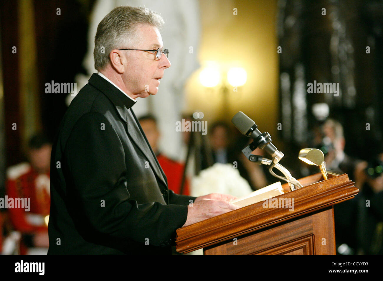 Mar. 03, 2010 - Washington, D.C, USA - Washington, D.C. - March 3rd, 2010:  In Statuary Hall at the U.S. Capitol, Rev. DANIEL COUGHLIN, chaplain of the House of Representatives, delivers the invocation at a memorial service for Rep. John Murtha, D-Pa., who died on February 8. (Credit Image: © James  Stock Photo
