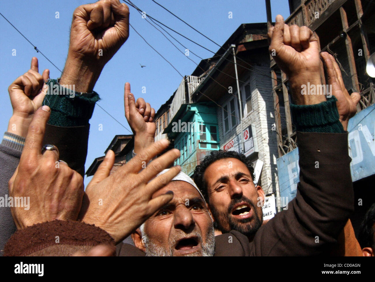 Kashmiri Muslim protesters in Srinagar shout pro-freedom slogans during ...