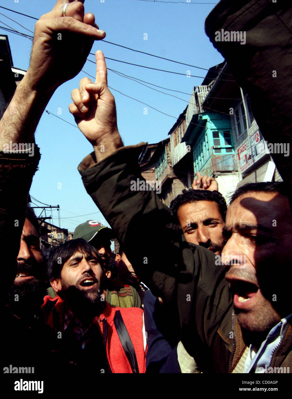 Kashmiri Muslim protesters shout pro-freedom slogans during a protest ...