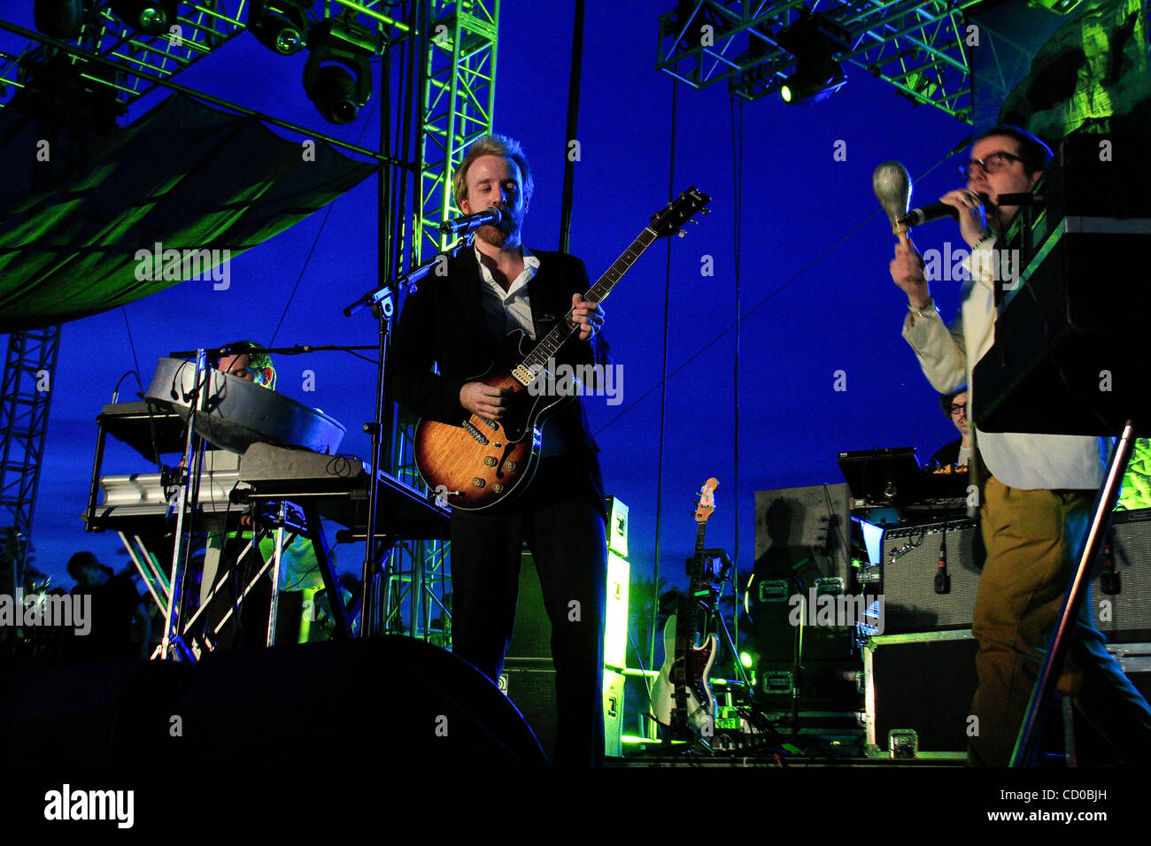 Hot Chip performing at The Coachella Valley Music  and Arts Festival in Indio, CA on April 17, 2010Band Members ; Alexis Taylor Joe Goddard Owen Clarke Felix Martin Al Doyle Stock Photo