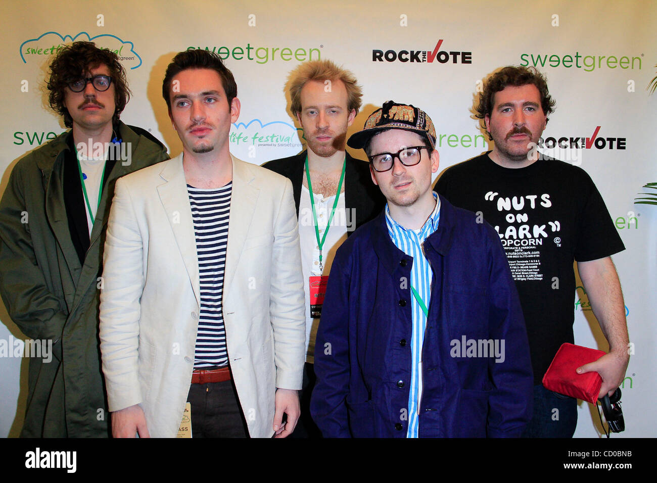 WASHINGTON, DC - April  24: Felix Martin, Owen Clarke, Al Doyle, Alexis Taylor and Joe Goddard of the band Hot Chip attend The First annual Sweetlife Festival, in partnership with Rock The Vote in celebration of Earth Day on April 24, 2010 in Washington, DC.   Felix Martin; Owen Clarke; Al Doyle ; A Stock Photo