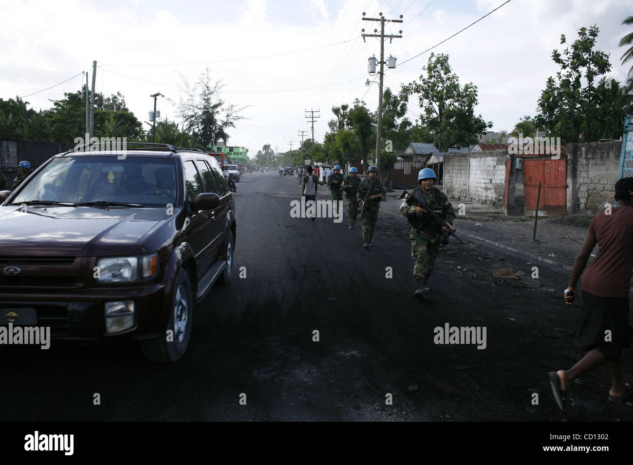 Overran Base Apr 05, 2008 - Aux Cayes, Haiti - Bolivian soldiers on footpatrol in ...